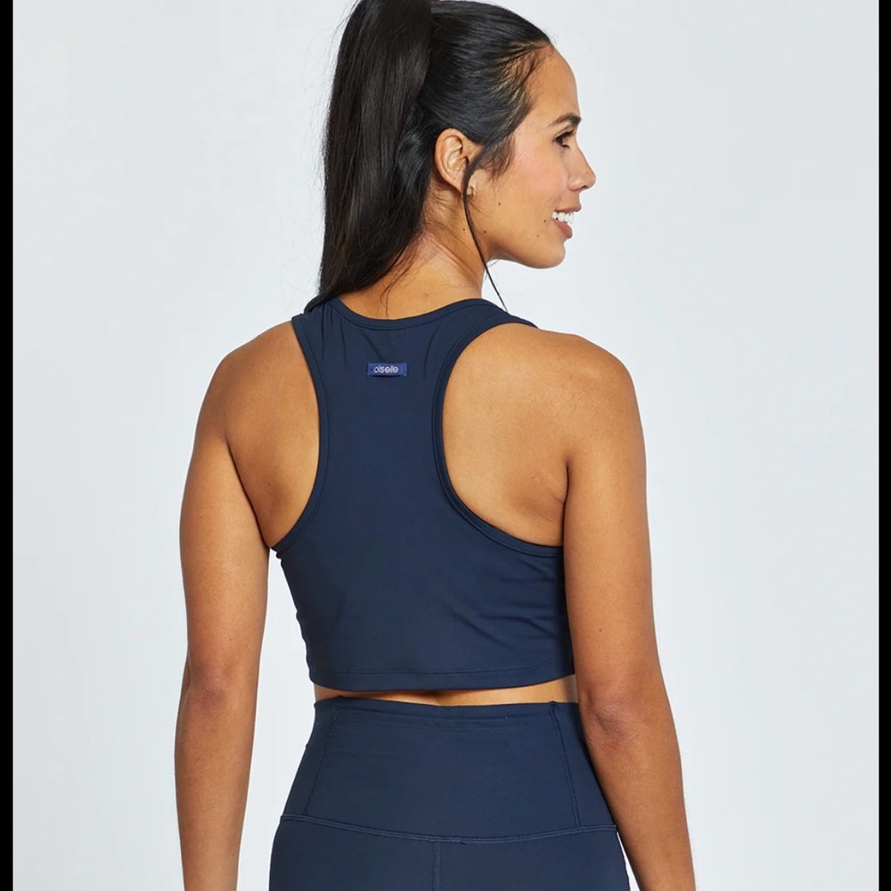 Oiselle Essential Bird crop tank - navy